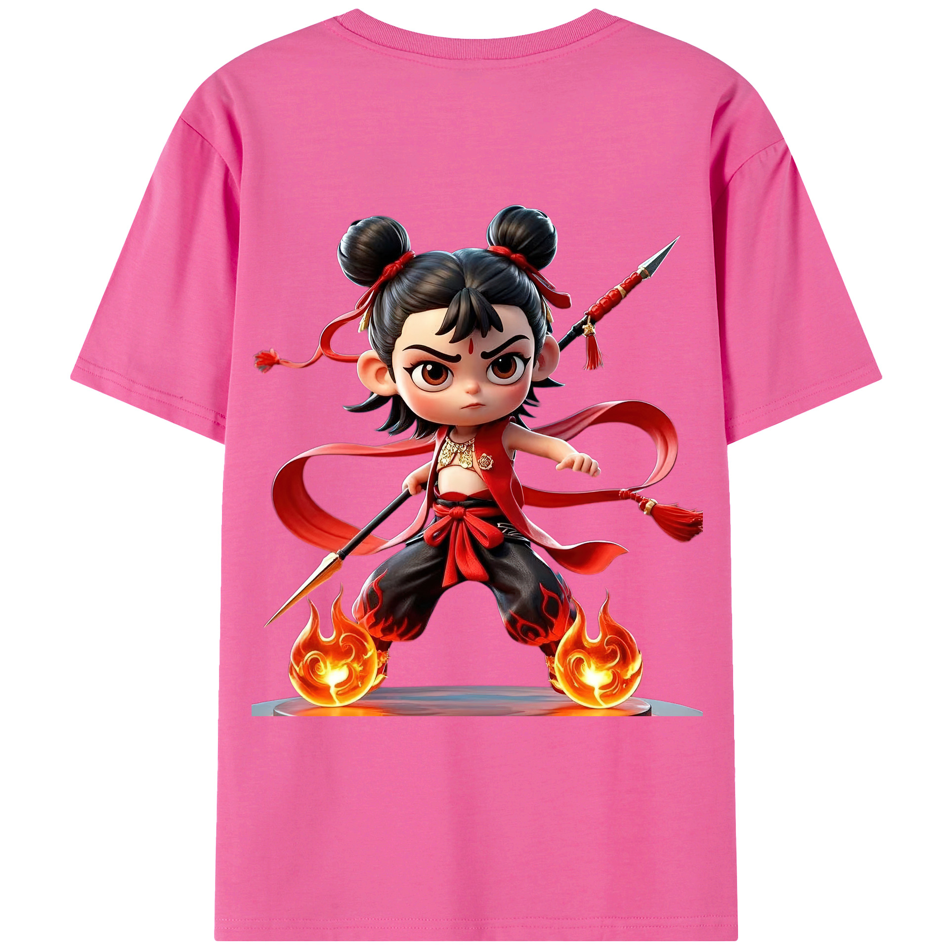（画像用） Ne Zha 2 ナタ 魔童の大暴れ レディース半袖Tシャツ(バックプリント)